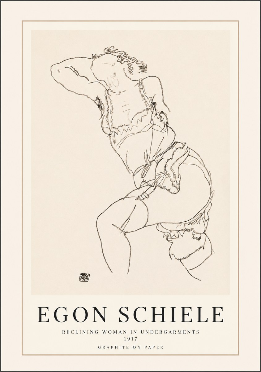 Schiele Reclining Woman in Undergarments No1 - Poster