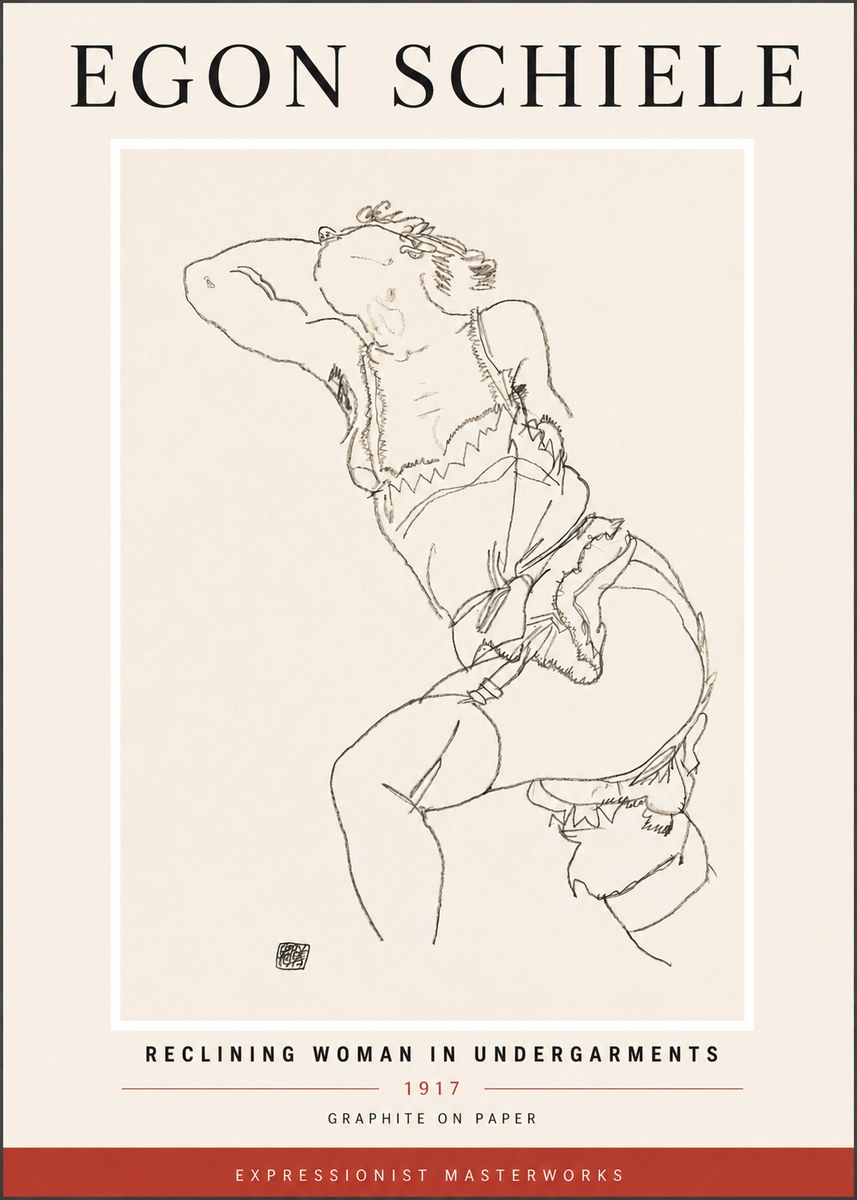 Schiele Reclining Woman in Undergarments No4 - Poster