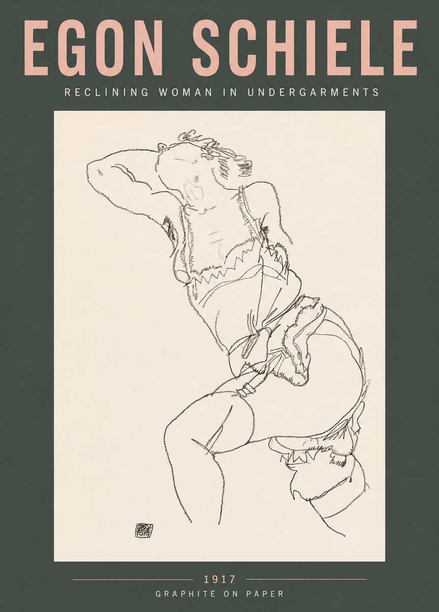 Schiele Reclining Woman in Undergarments No5 - Poster