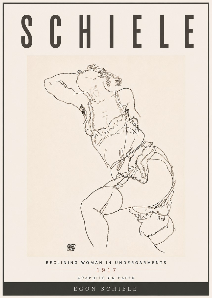Schiele Reclining Woman in Undergarments No6 - Poster