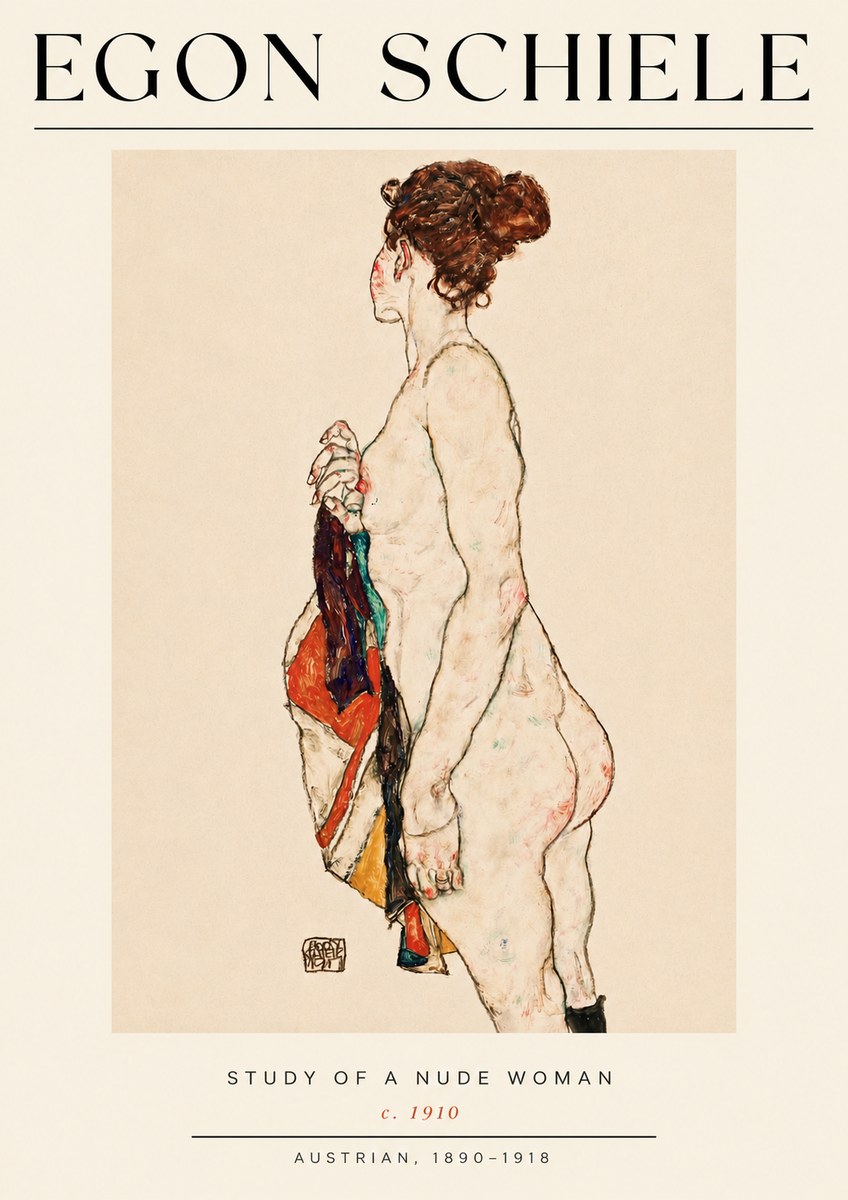 Schiele Study of a Nude Woman No4 - Poster