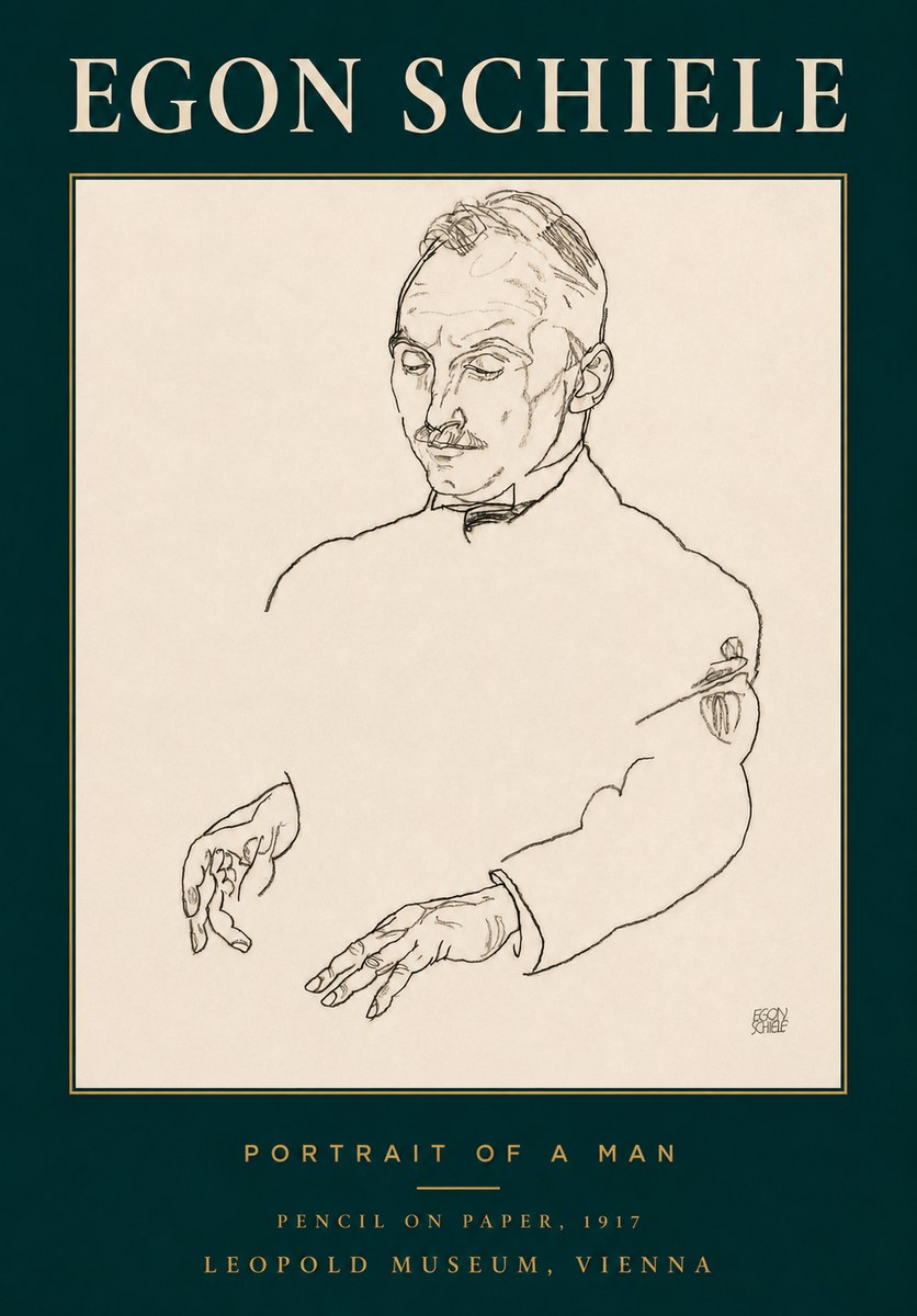 Schiele Portrait of a Man No3 - Poster