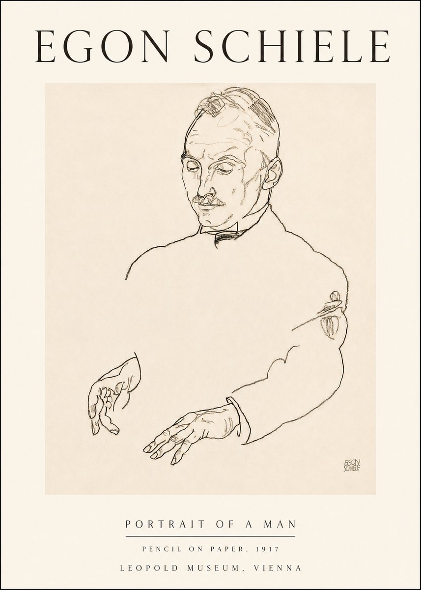 Schiele Portrait of a Man No4 - Poster
