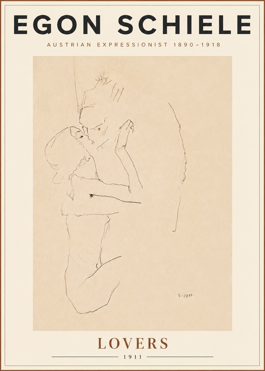 Schiele Lovers No5 - Poster