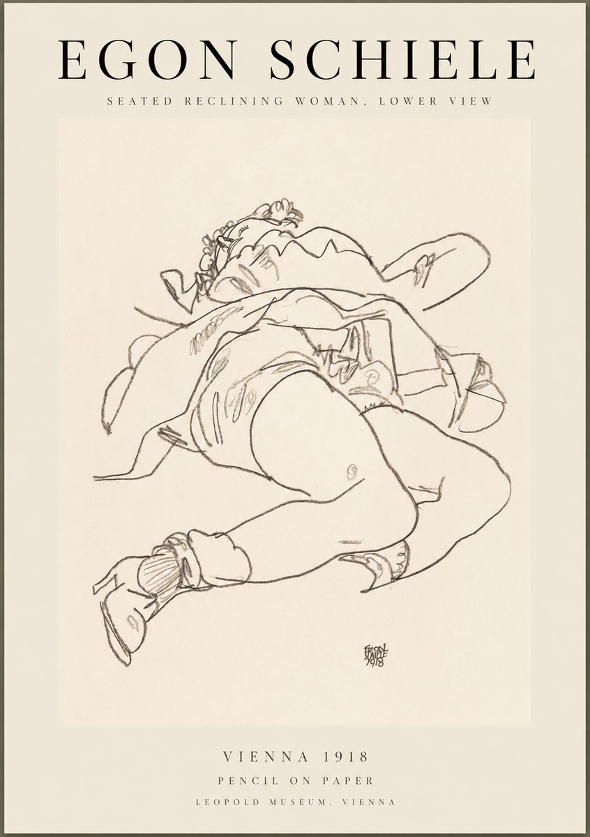 Schiele Seated Reclining Woman, Lower View No1 - Poster