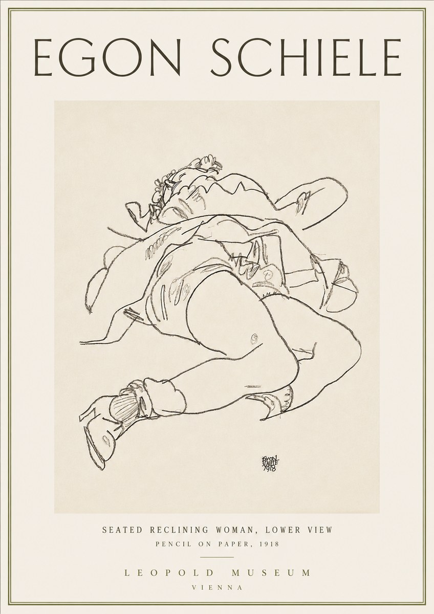 Schiele Seated Reclining Woman, Lower View No4 - Poster