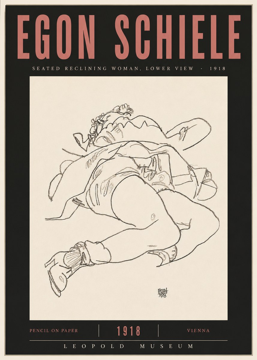 Schiele Seated Reclining Woman, Lower View No5 - Poster