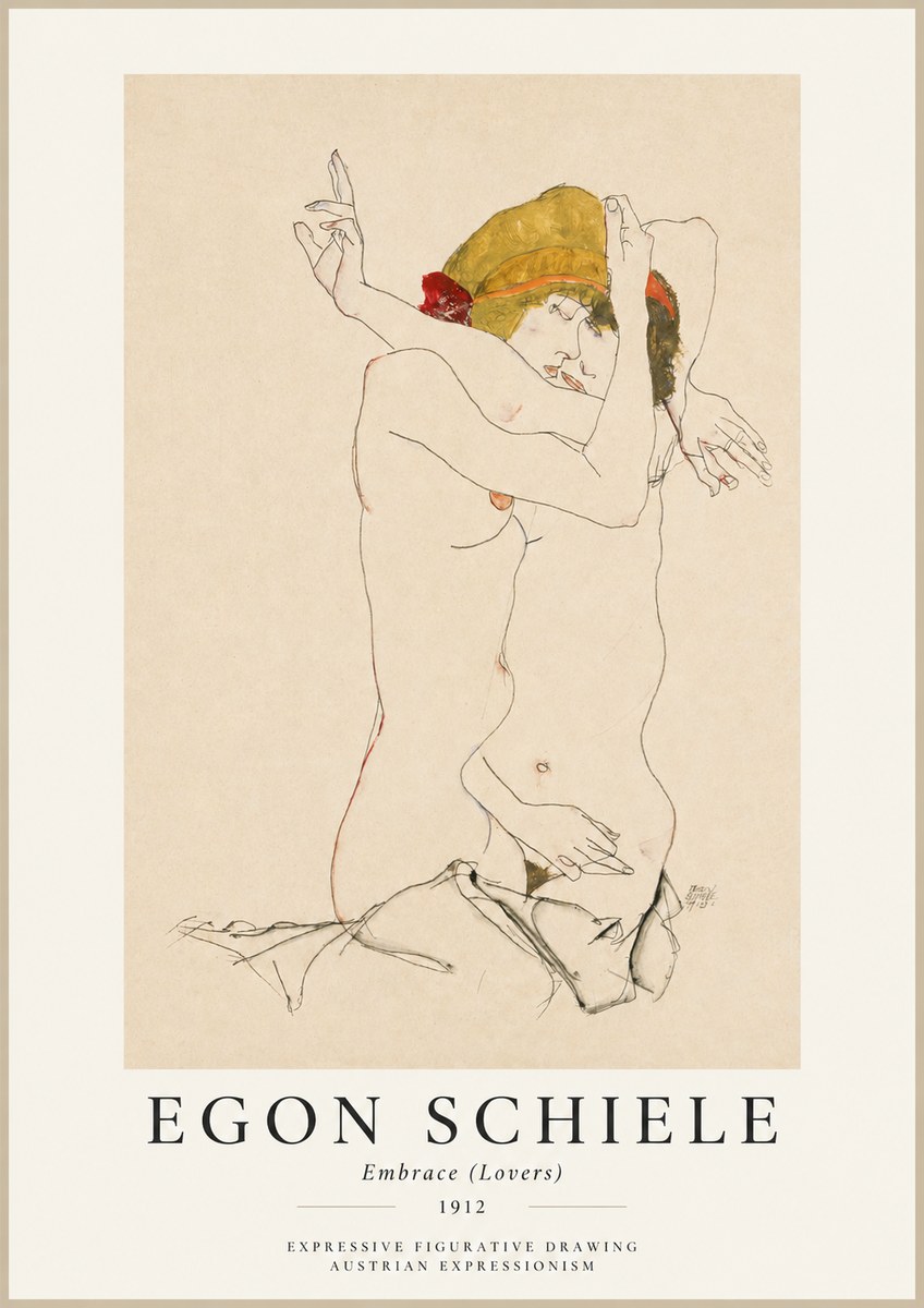 Schiele Embrace (Lovers) No1 - Poster