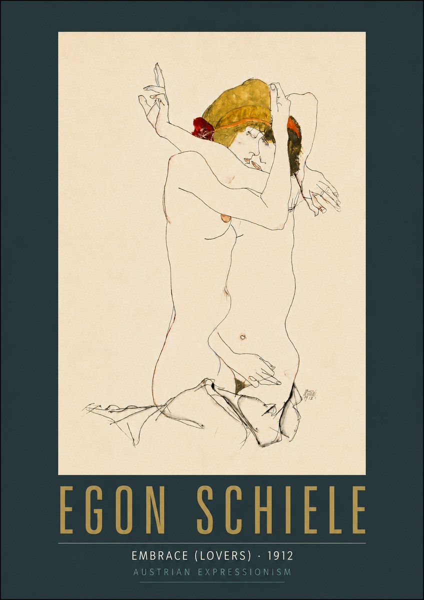 Schiele Embrace (Lovers) No6 - Poster