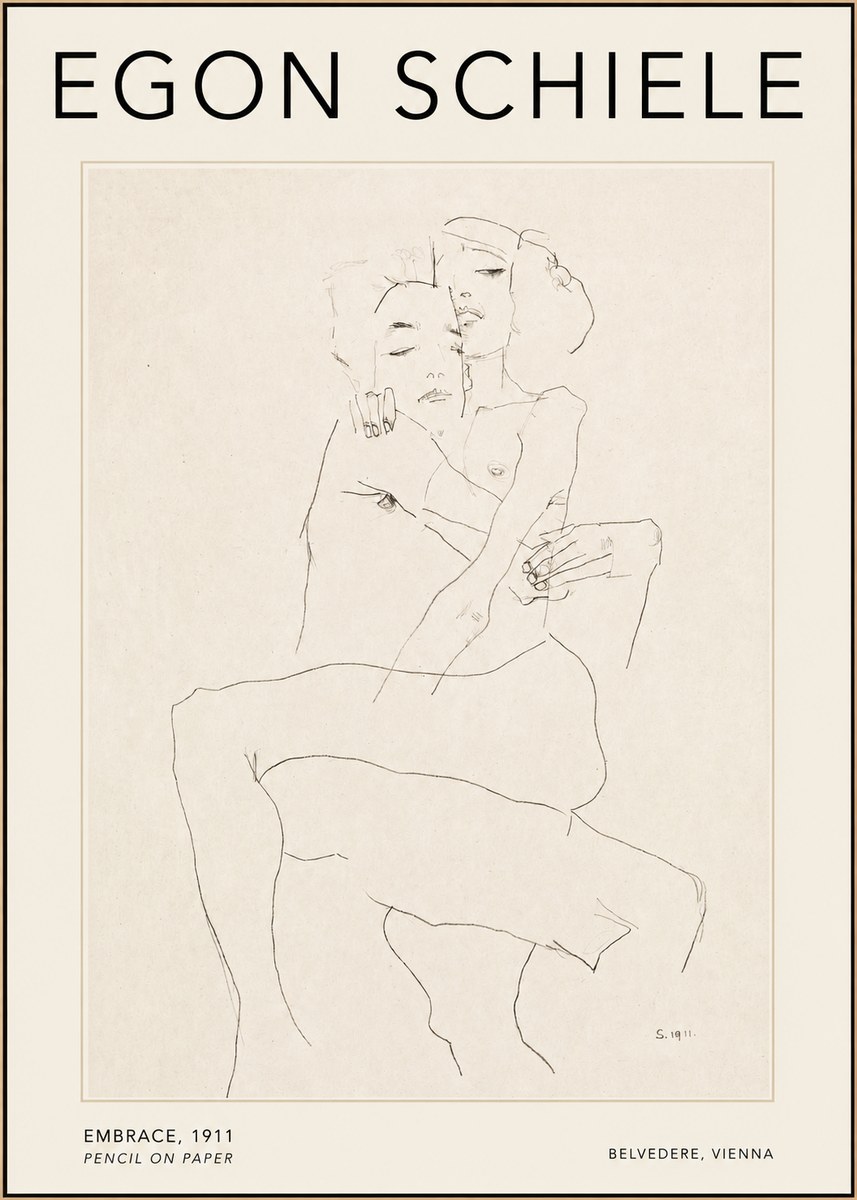 Schiele Embrace, 1911 No2 - Poster