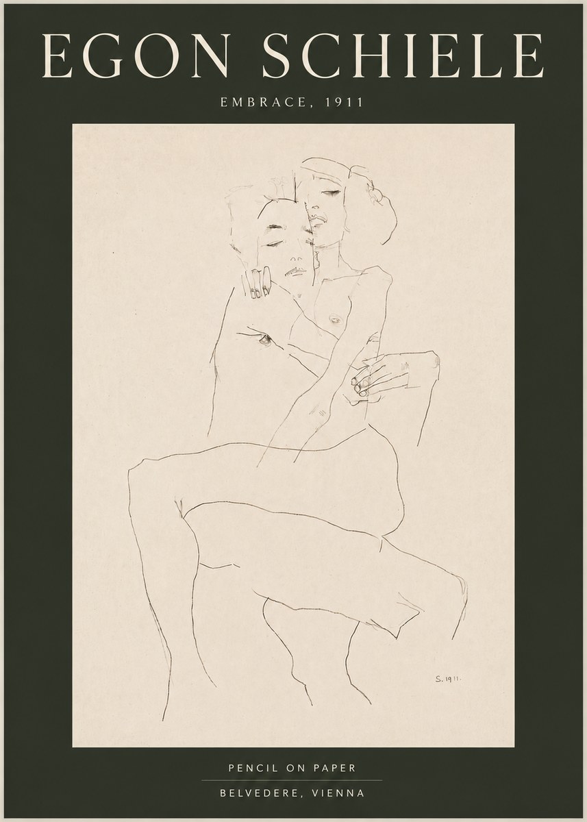 Schiele Embrace, 1911 No4 - Poster