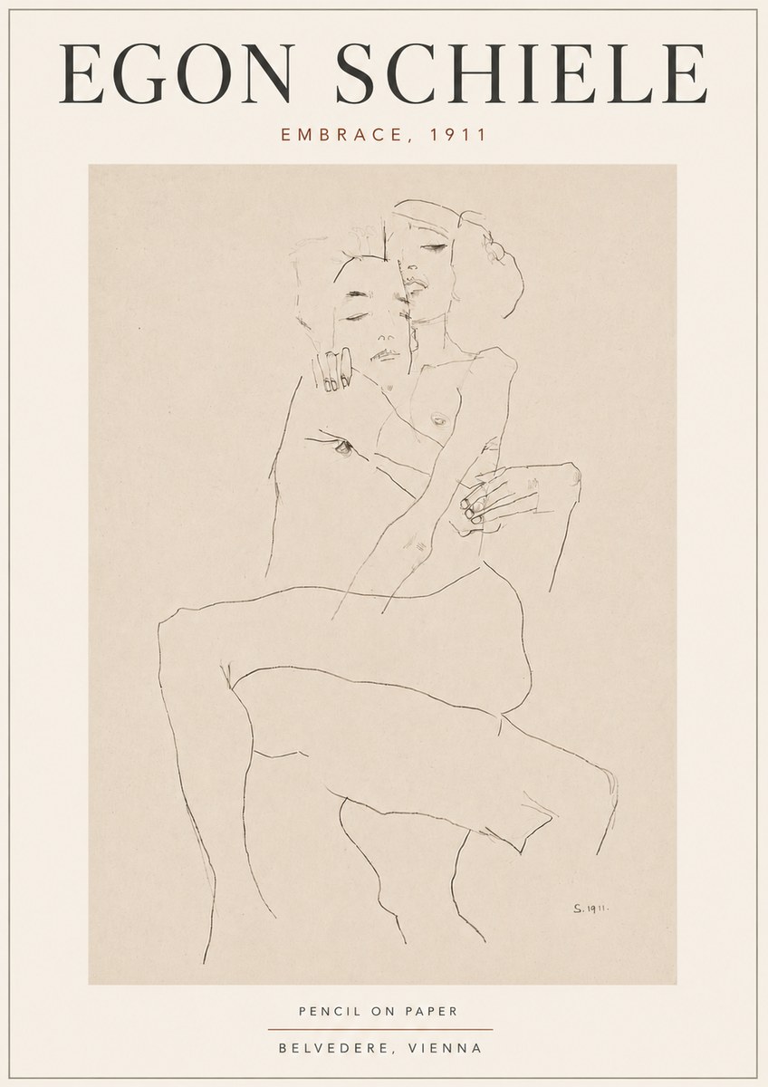 Schiele Embrace, 1911 No5 - Poster