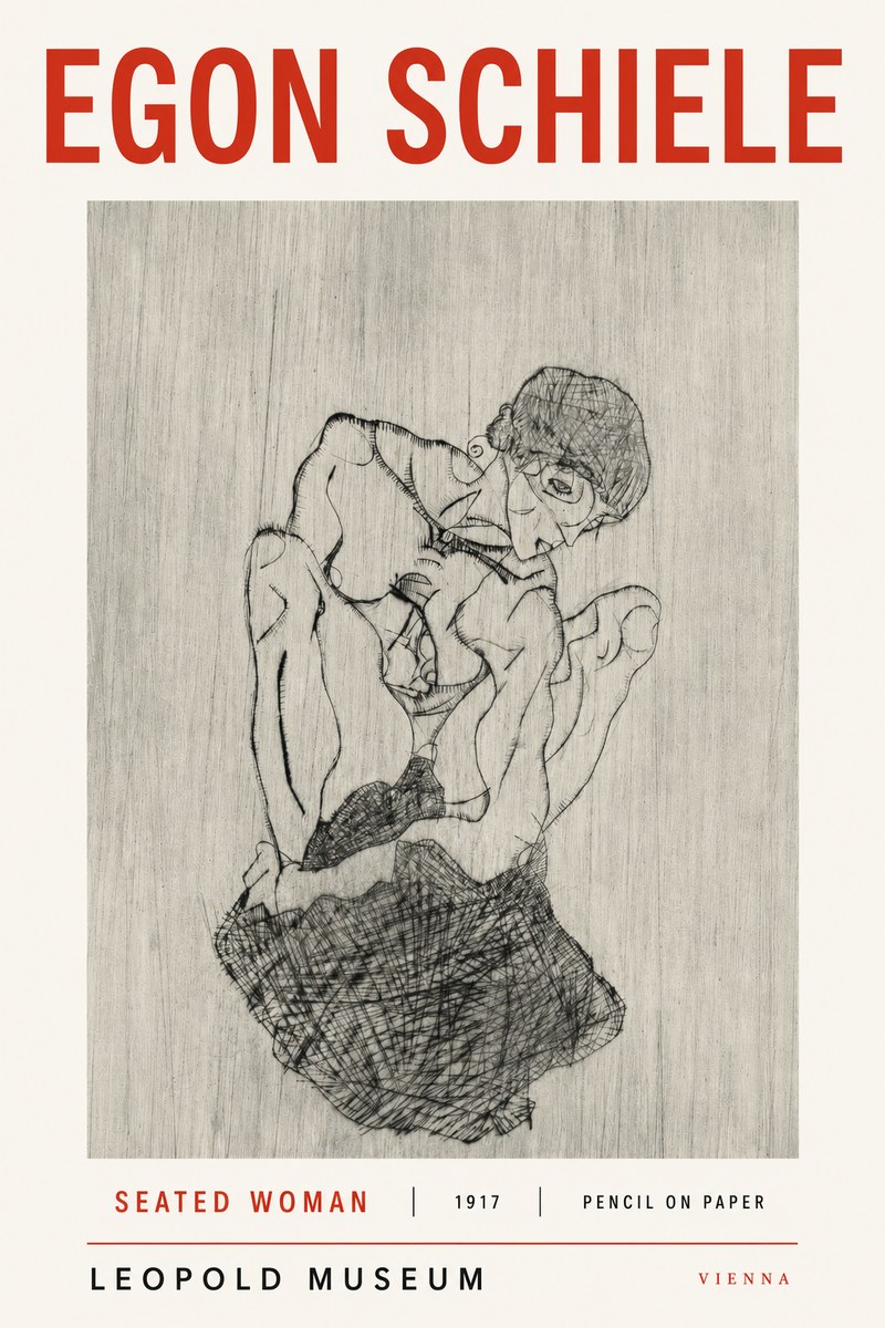 Schiele Seated Woman No3 - Poster