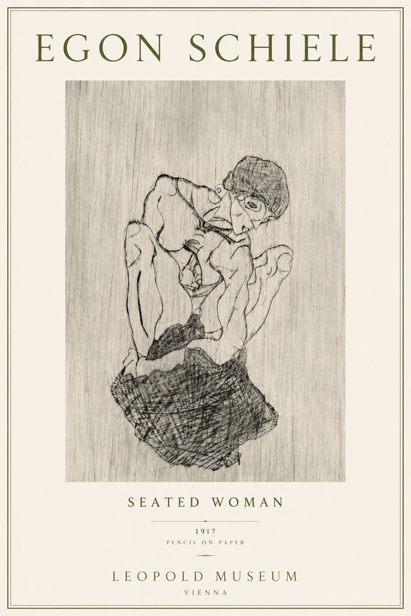 Schiele Seated Woman No4 - Poster