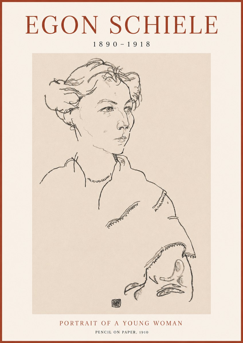 Schiele Portrait of a Young Woman No1 - Poster