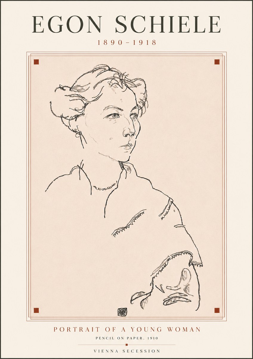 Schiele Portrait of a Young Woman No5 - Poster