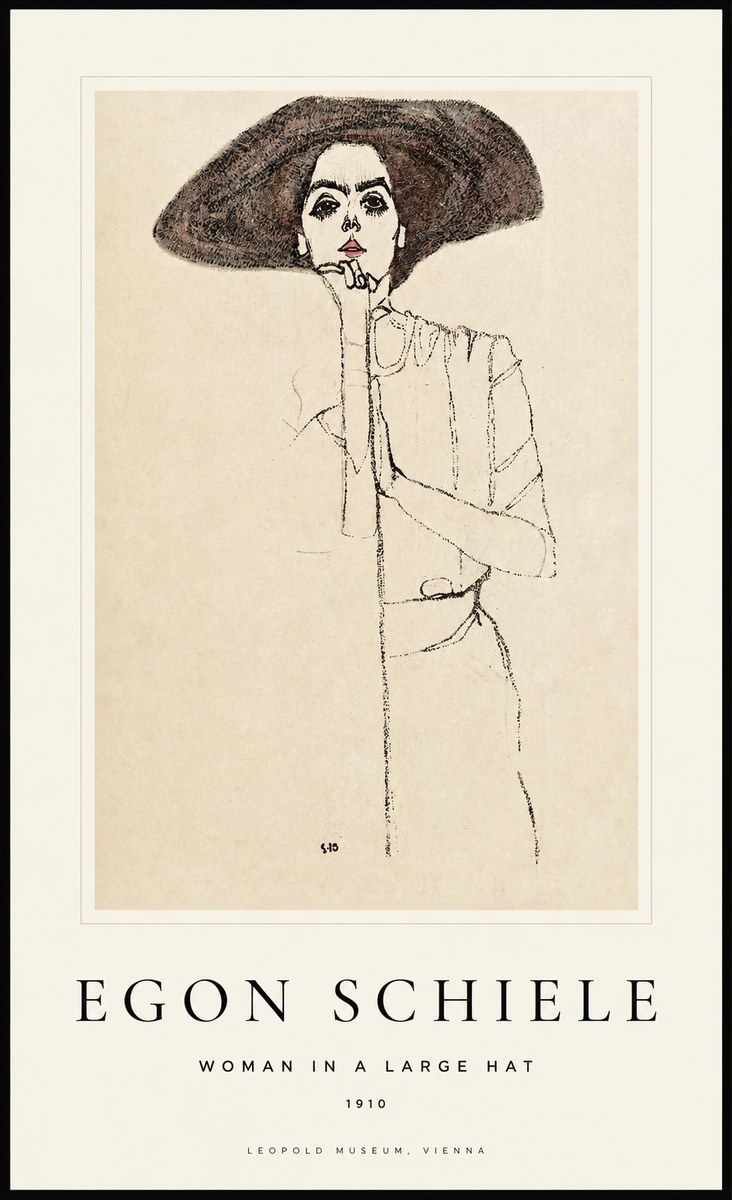 Schiele Woman in a Large Hat No1 - Poster