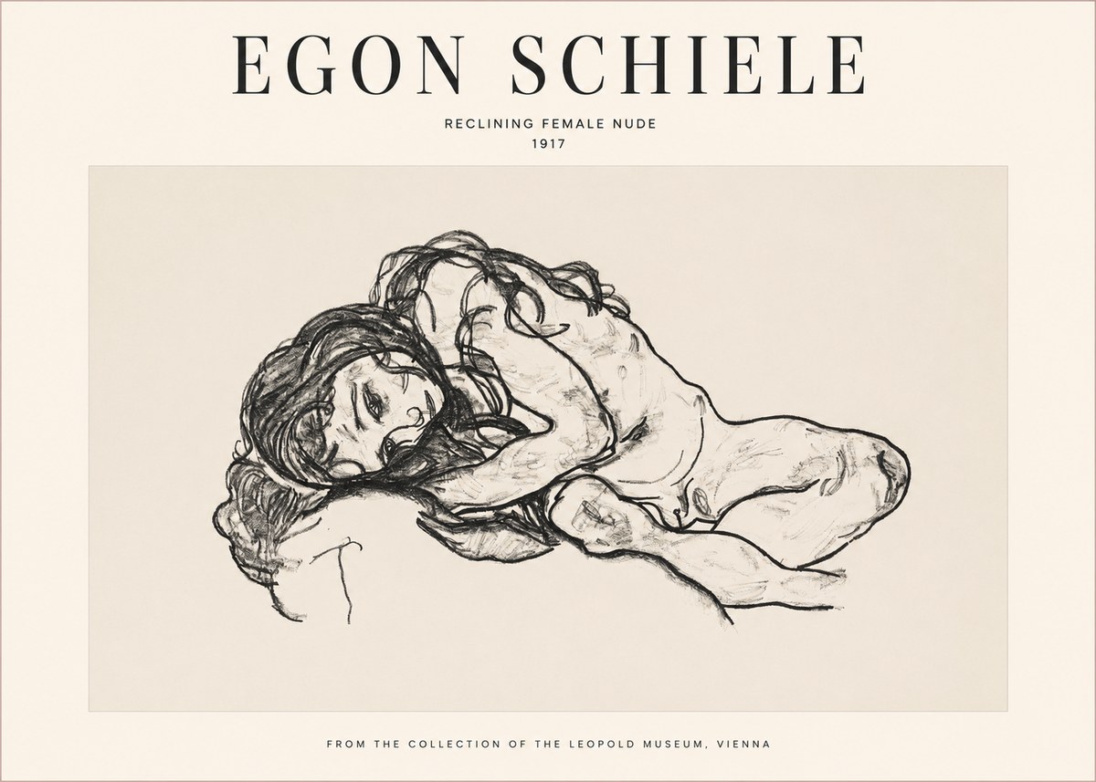 Schiele Reclining Female Nude No1 - Poster