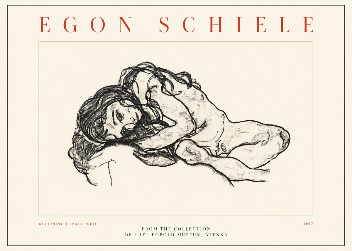 Schiele Reclining Female Nude No2 - Poster
