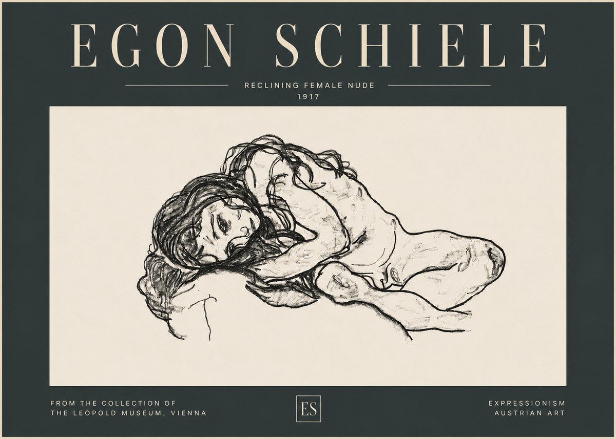 Schiele Reclining Female Nude No6 - Poster
