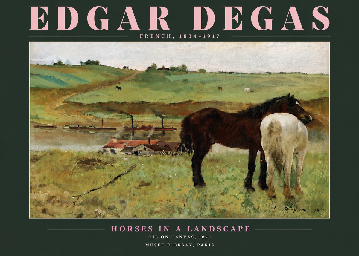Edgar Degas Horses in a Landscape No3 - Poster