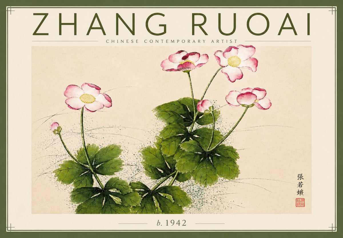 Zhang Ruoai Pink Anemones No4 - Poster
