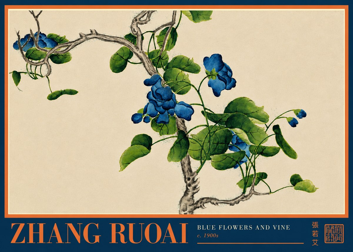 Zhang Ruoai Blue Morning Glories No6 - Poster