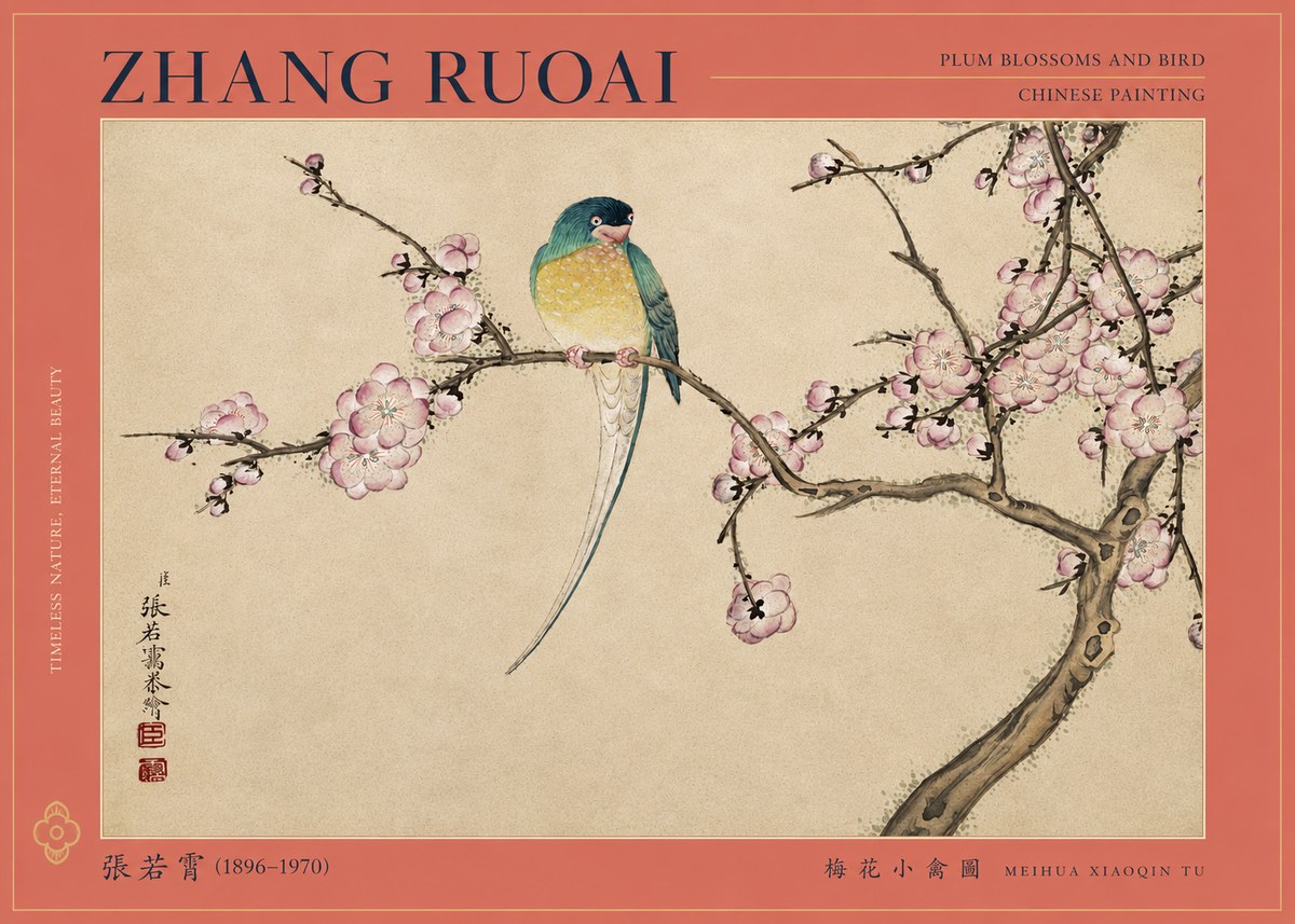 Zhang Ruoai Plum Blossoms and Bird No2 - Poster