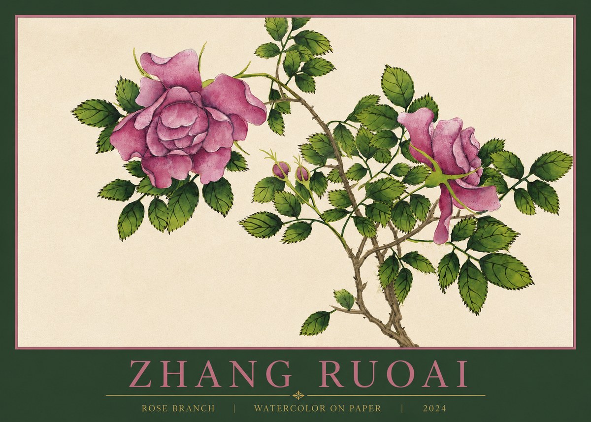 Zhang Ruoai Rose Branch No2 - Poster