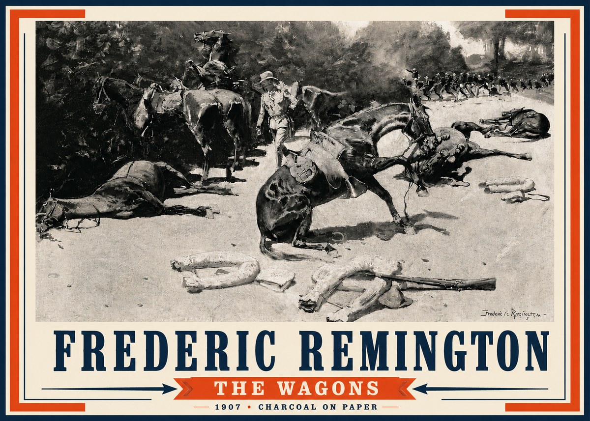 Frederic Remington The Wagons No4 - Poster