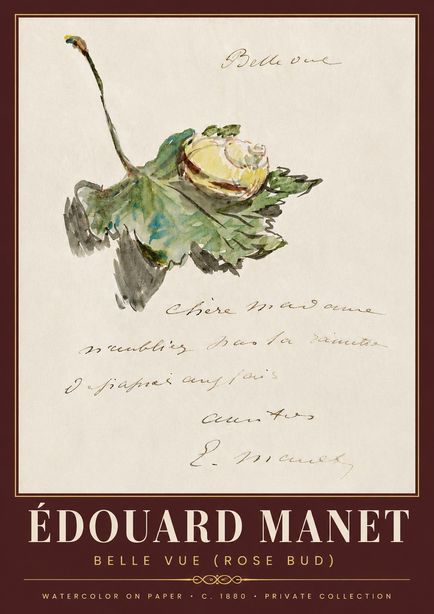 Édouard Manet A Rosebud with Leaf No6 - Poster