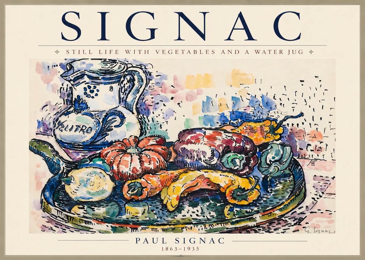Signac Still Life with Vegetables and a Water Jug No4 - Poster