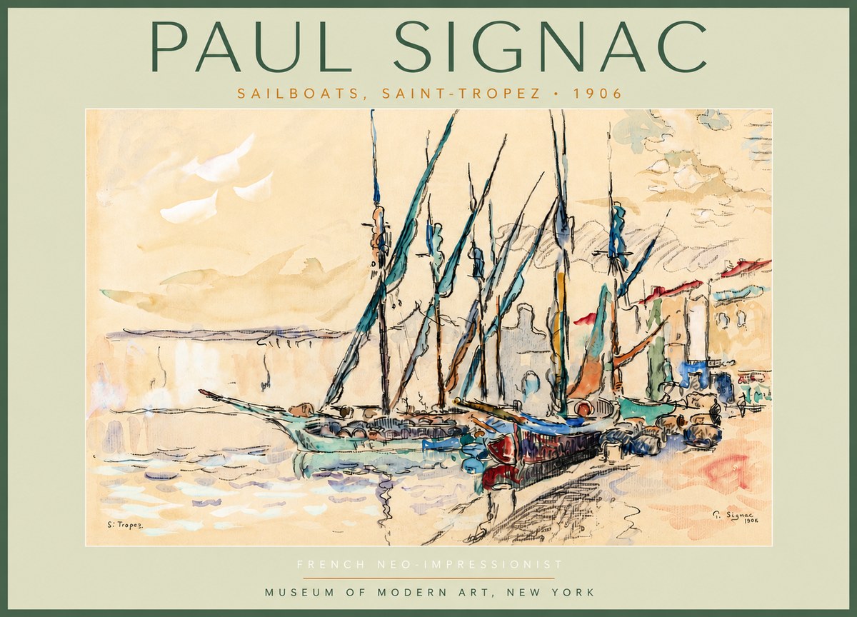 Signac Sailboats, Saint-tropez No4 - Poster