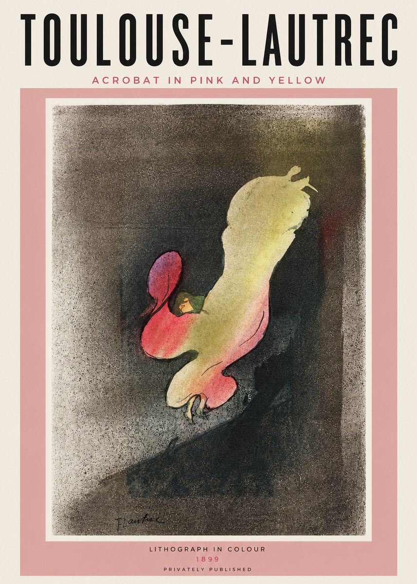 Toulouse-Lautrec Acrobat in Pink and Yellow No6 - Poster