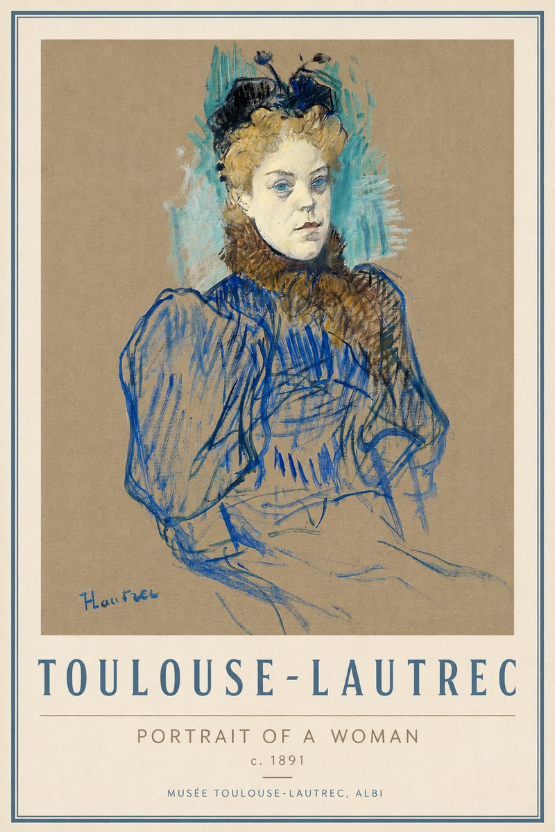 Toulouse-Lautrec Portrait of a Woman II No3 - Poster