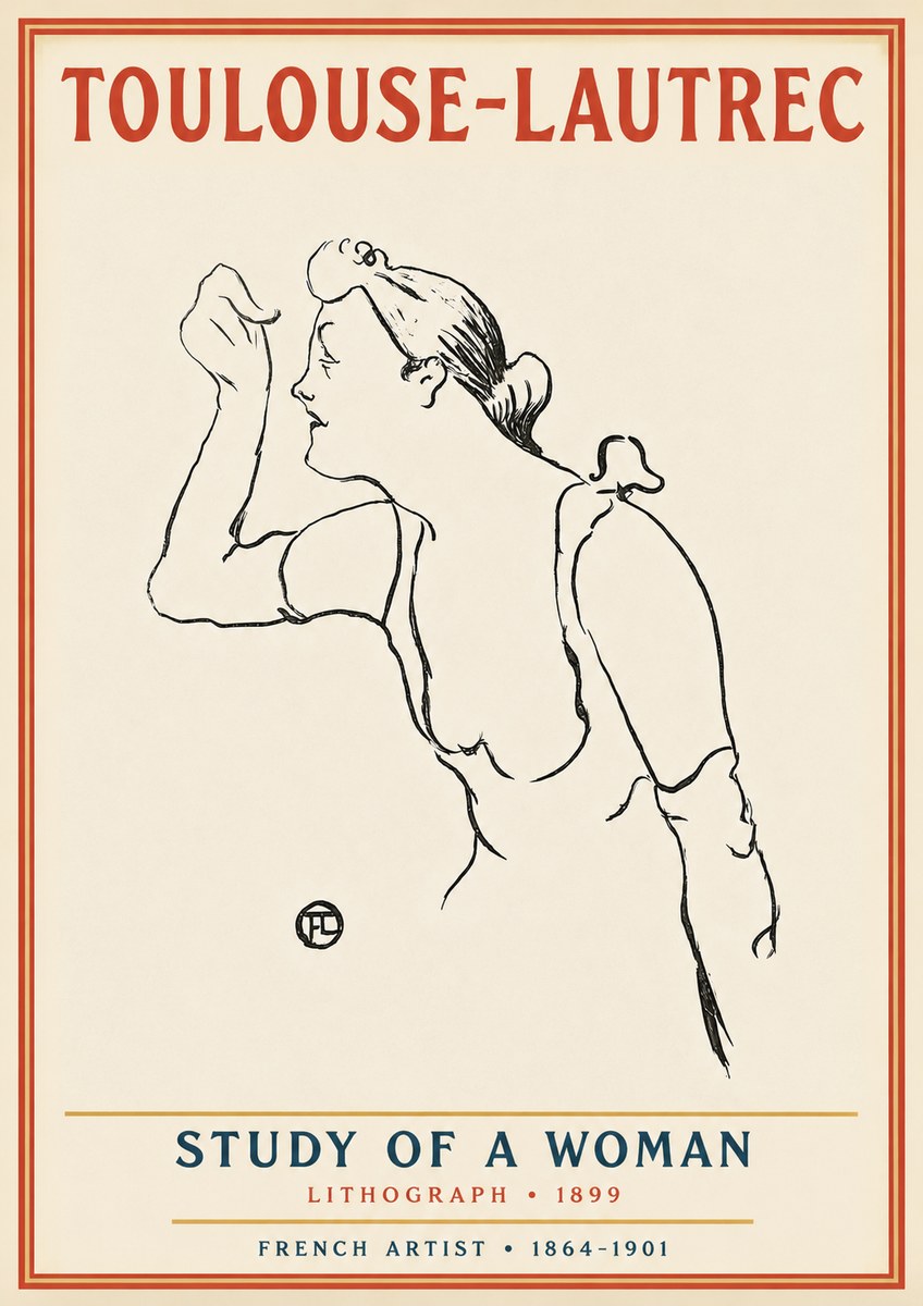 Toulouse-Lautrec Study of a Woman II No3 - Poster