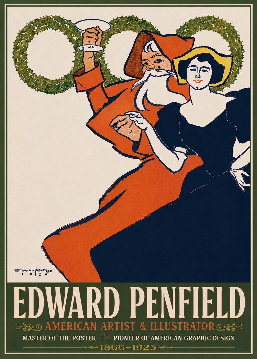 Edward Penfield Christmas. Cheer No3 - Poster
