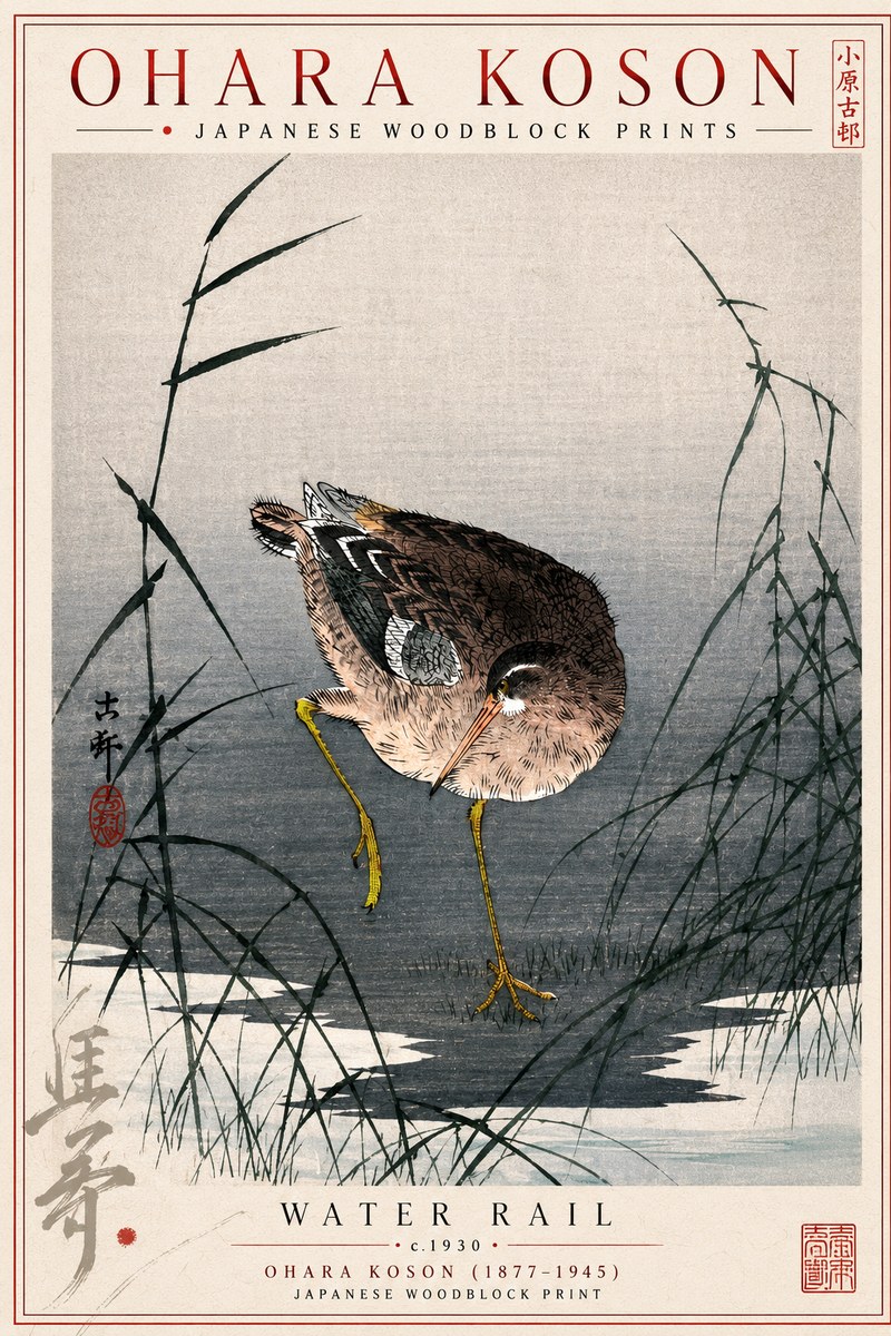 Ohara Koson Water Rail No4 - Poster