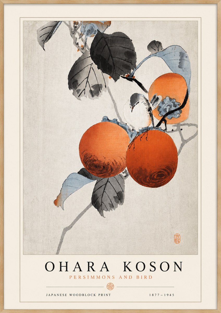 Ohara Koson Persimmons and Bird No5 - Poster