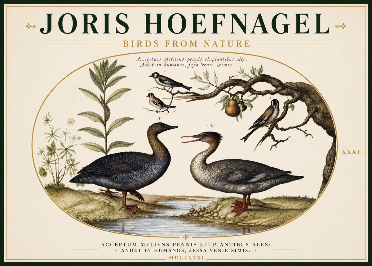 Joris Hoefnagel Acceptiem Meliens Pennis Fupidantibus Ales No5 - Poster