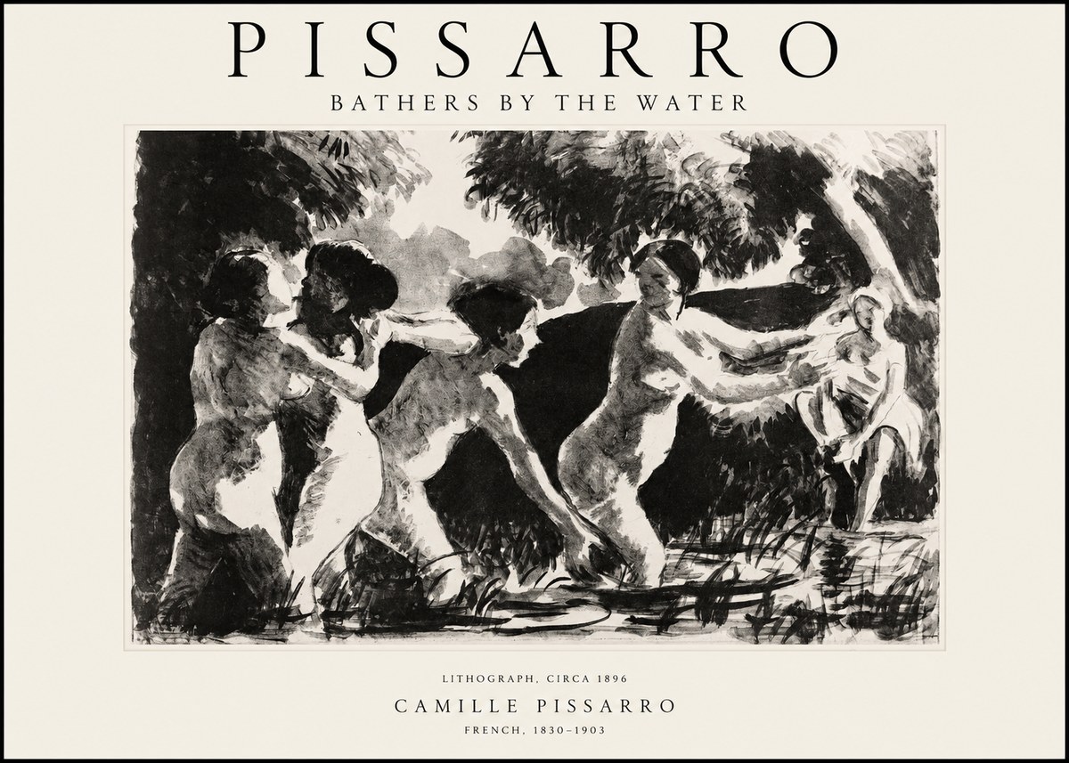Pissarro Bathers by the Water No1 - Poster