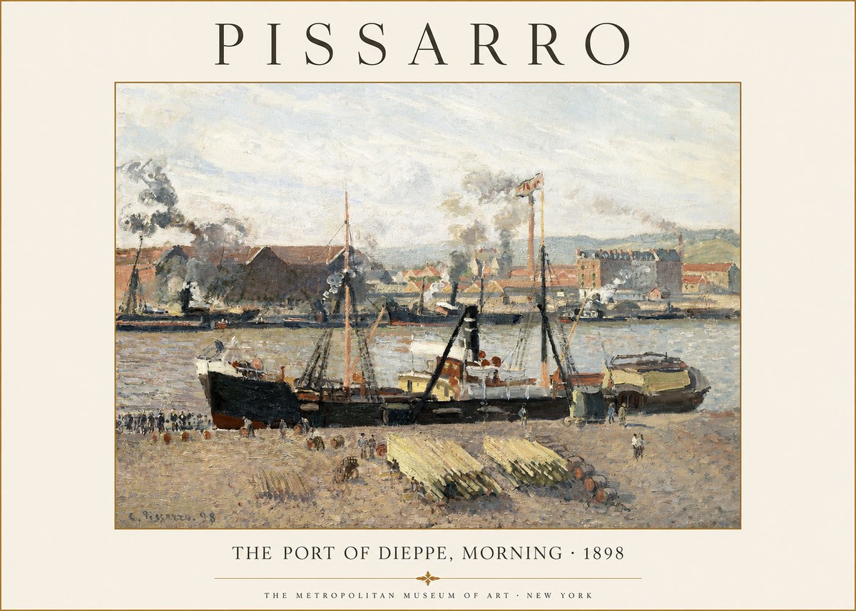 Pissarro The Port of Dieppe, Morning · 1898 No1 - Poster