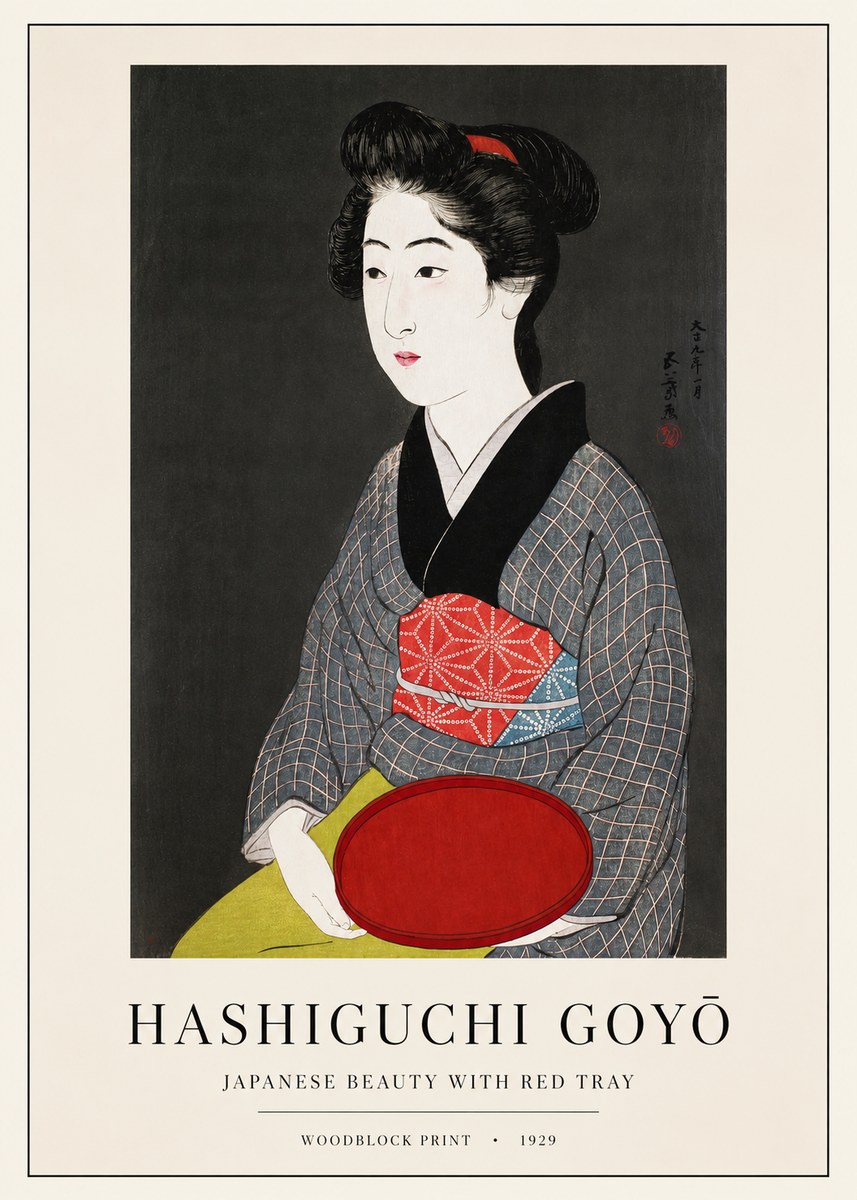 Hashiguchi Goyō Japanese Beauty with Red Tray No1 - Poster