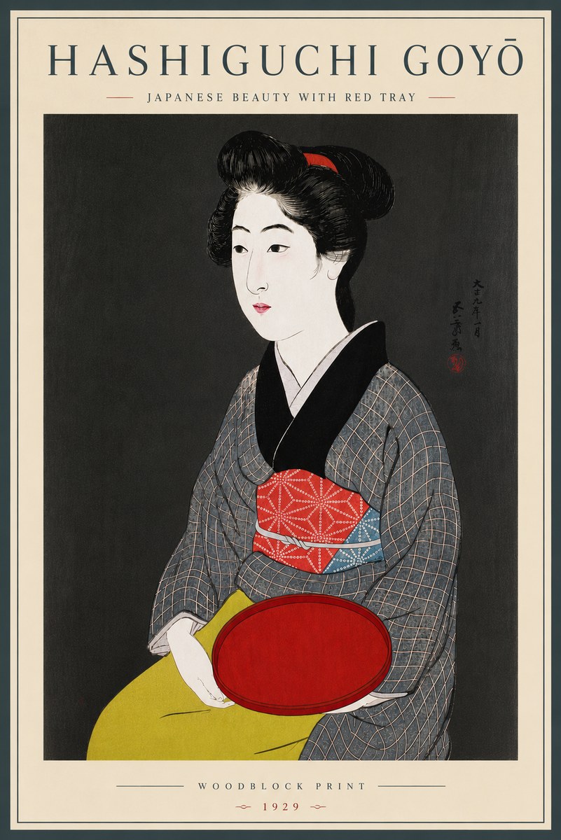Hashiguchi Goyō Japanese Beauty with Red Tray No6 - Poster