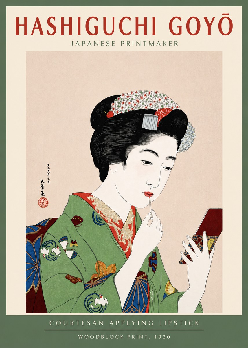 Hashiguchi Goyō Courtesan Applying Lipstick No4 - Poster