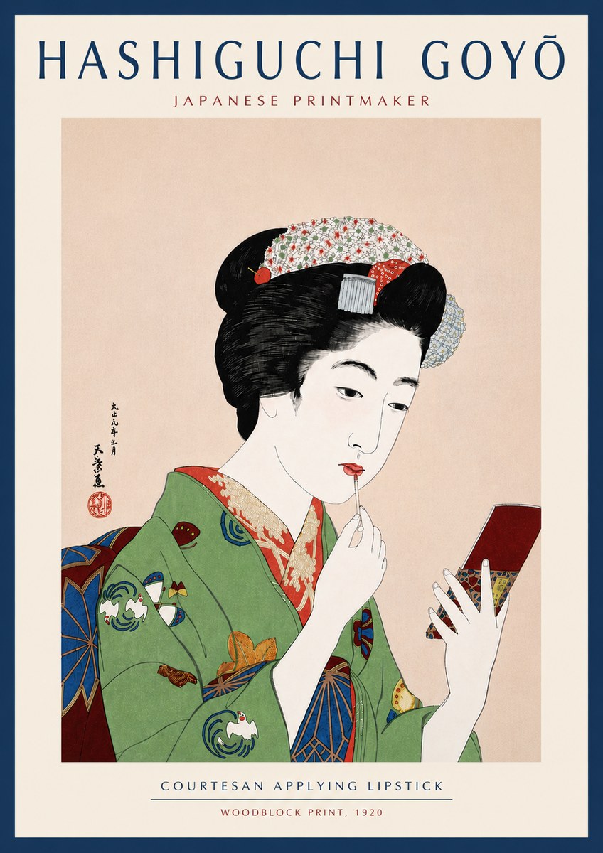 Hashiguchi Goyō Courtesan Applying Lipstick No6 - Poster
