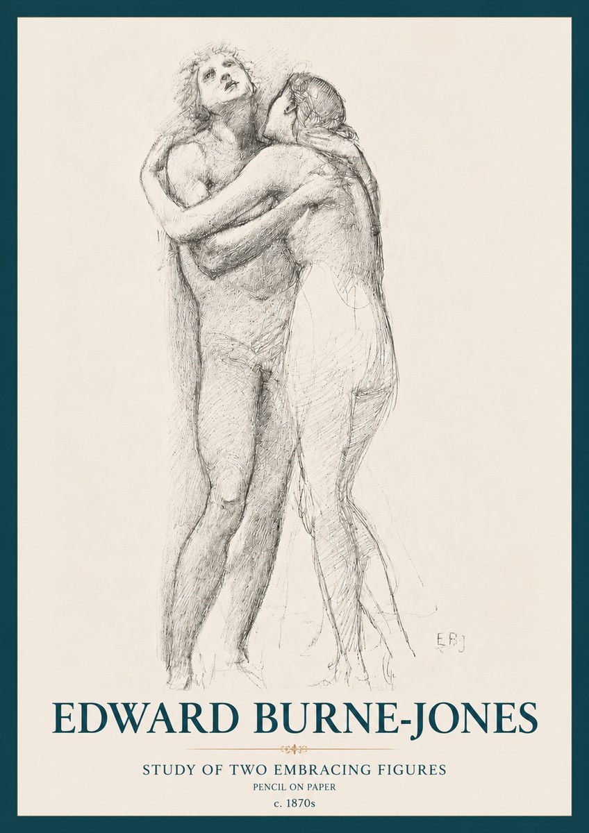 Edward Burne-Jones Study of Two Embracing Figures No3 - Poster