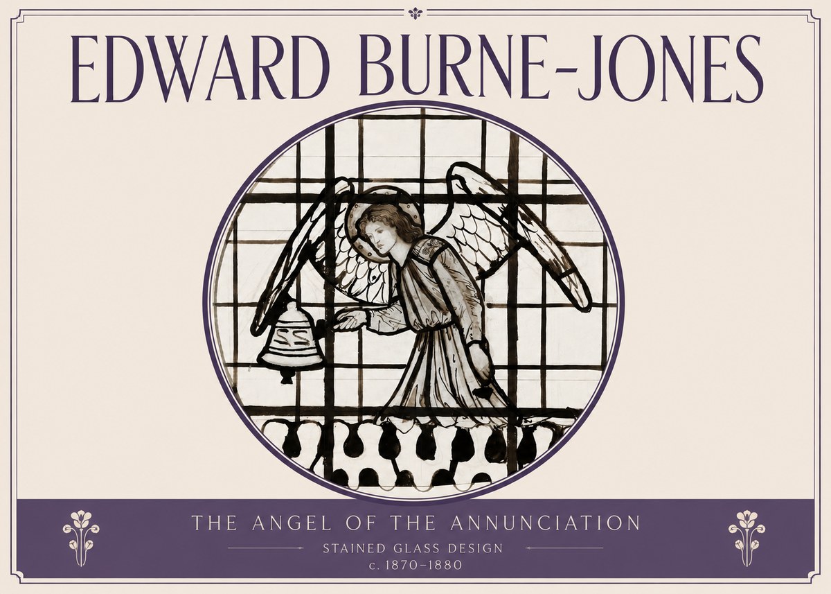 Edward Burne-Jones The Angel of the Annunciation (Stained Glass Design) No3 - Poster
