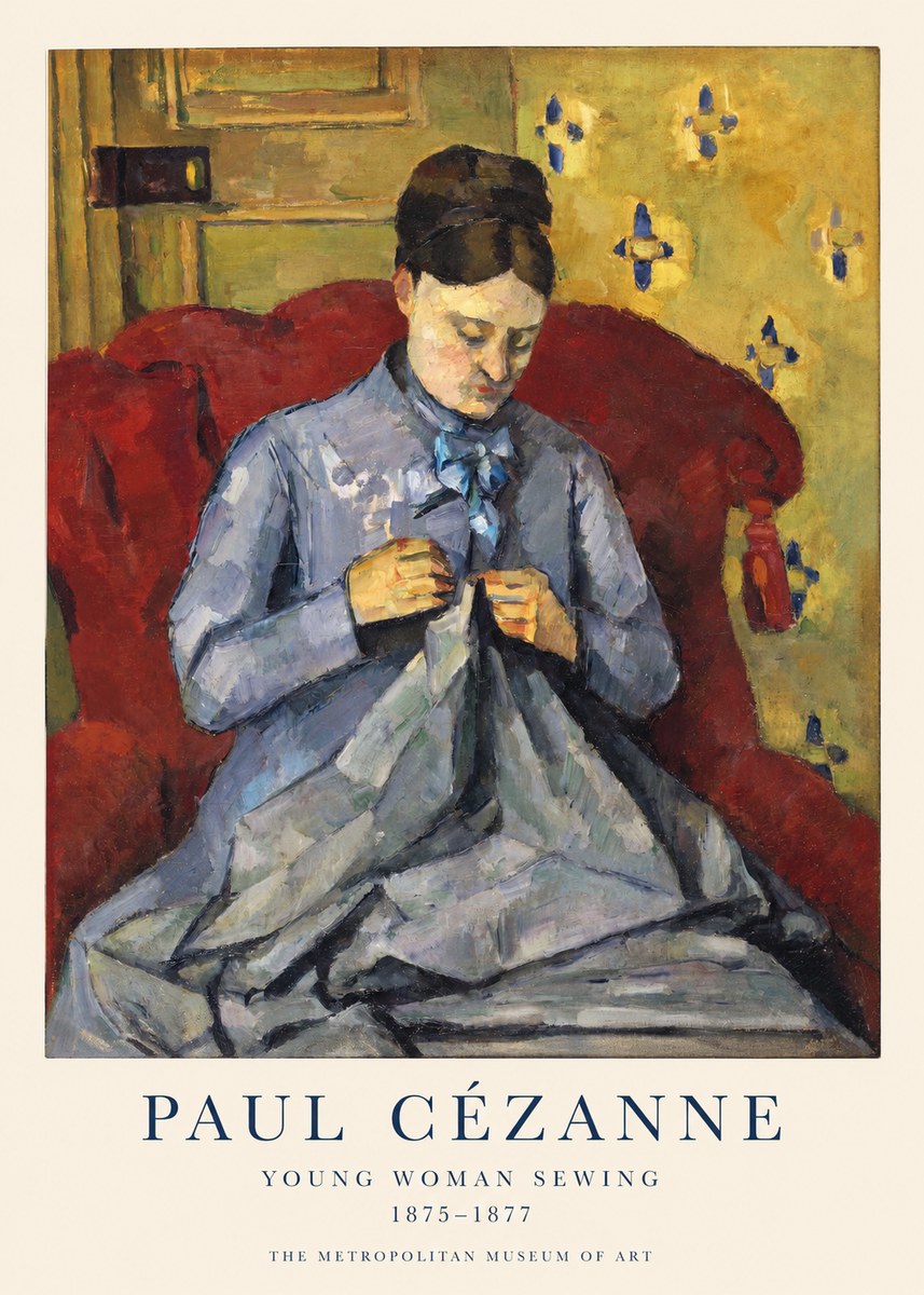 Paul Cézanne Young Woman Sewing No1 - Poster