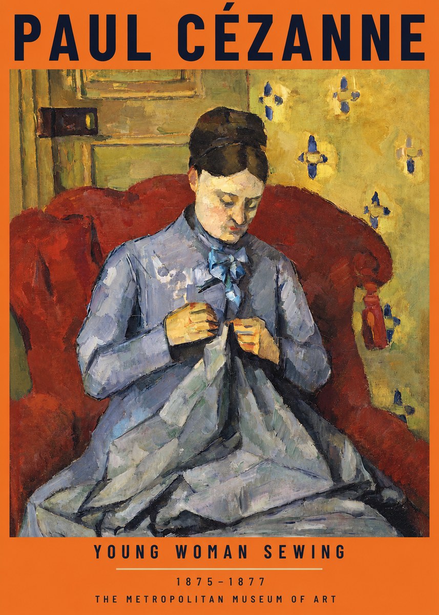 Paul Cézanne Young Woman Sewing No2 - Poster